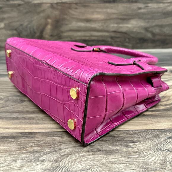 NWOT Michael Kors Croc Embossed Dillon Leather Handbag Satchel NO LONGER STRAP - Picture 6 of 13